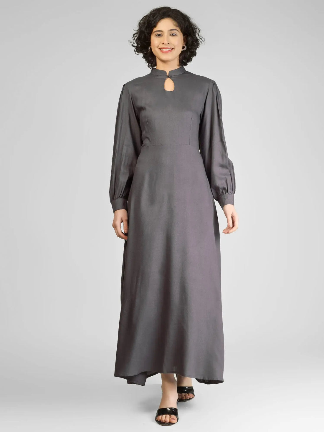 Charming Grey Viscose Slub Anarkali Kurtis My Store