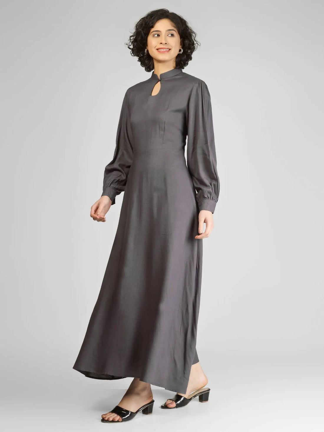 Charming Grey Viscose Slub Anarkali Kurtis My Store