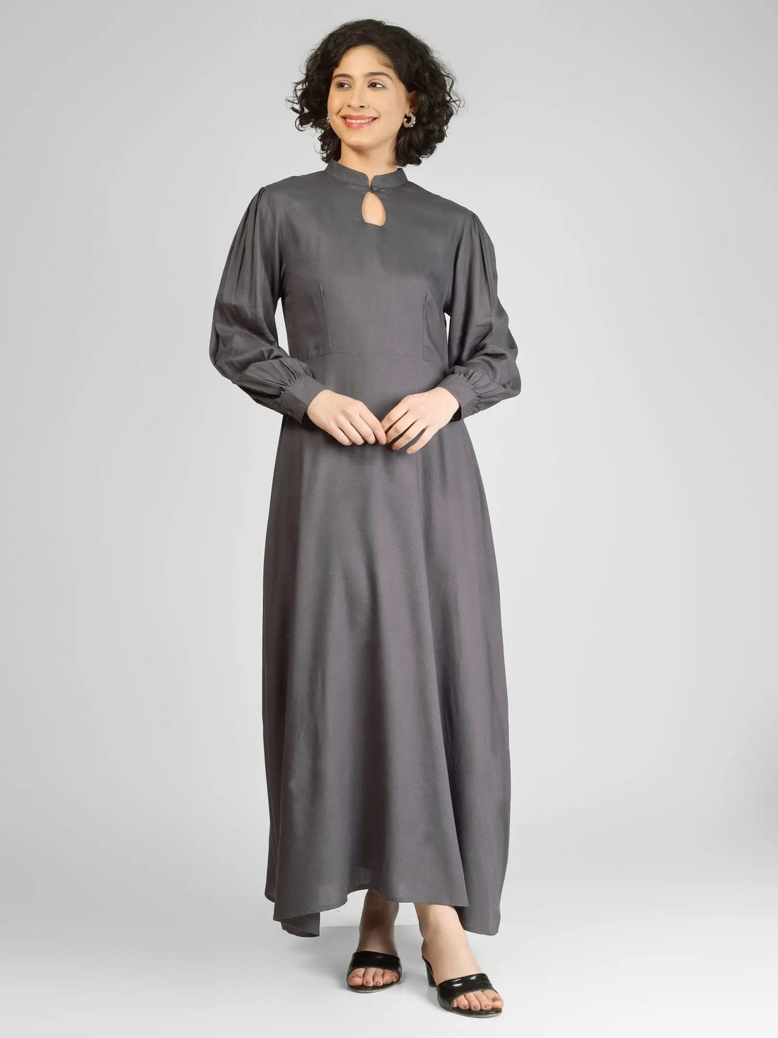 Charming Grey Viscose Slub Anarkali Kurtis My Store