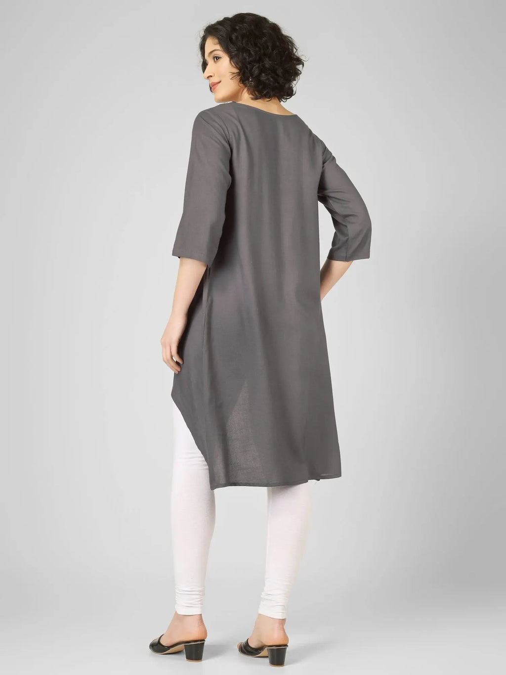 Striking Grey Viscose Slub Wrap Kurtis My Store