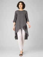 Striking Grey Viscose Slub Wrap Kurtis My Store