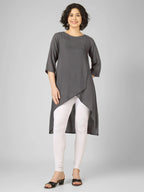 Striking Grey Viscose Slub Wrap Kurtis My Store