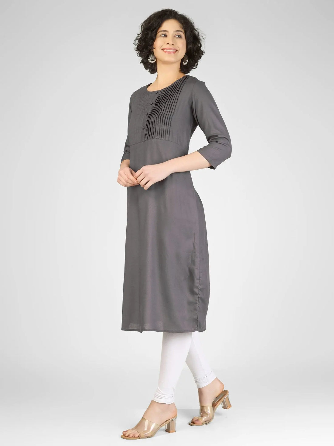 Graceful Grey Viscose Slub Kurtis My Store