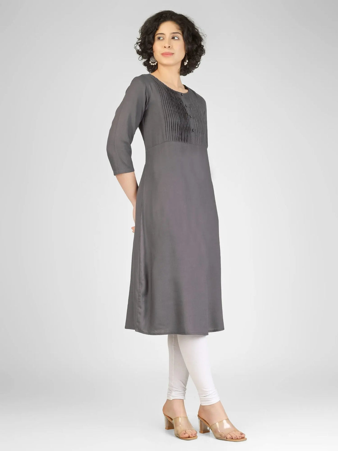 Graceful Grey Viscose Slub Kurtis My Store