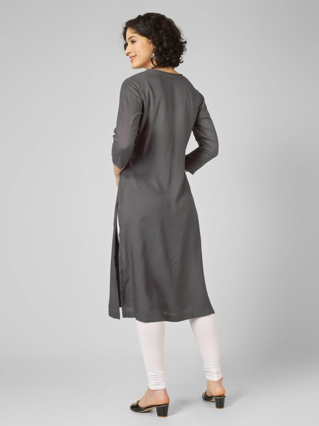 Timeless Grey Viscose Slub Kurtis My Store