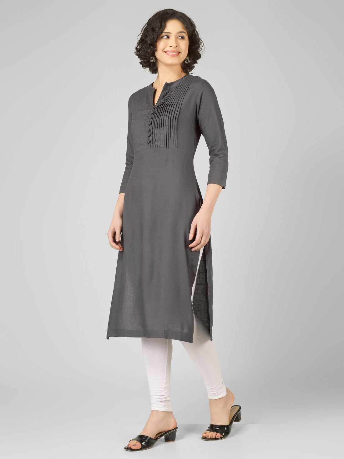 Timeless Grey Viscose Slub Kurtis My Store