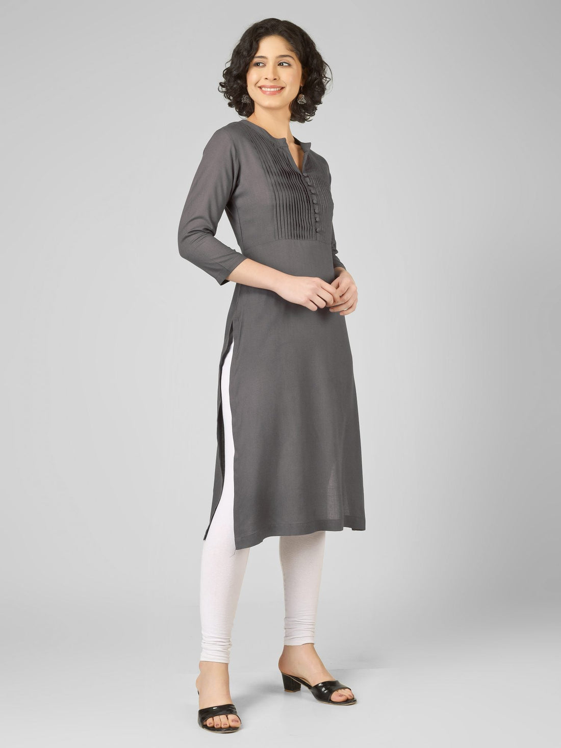 Timeless Grey Viscose Slub Kurtis My Store
