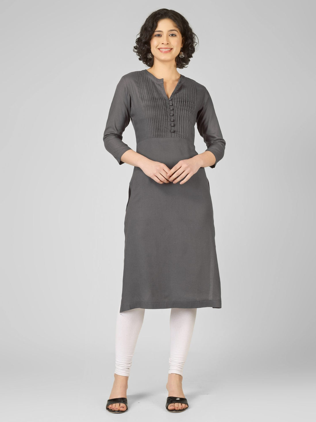 Timeless Grey Viscose Slub Kurtis My Store