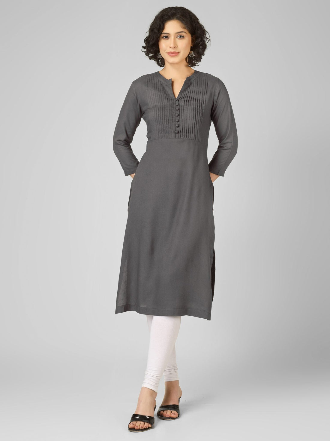 Timeless Grey Viscose Slub Kurtis My Store