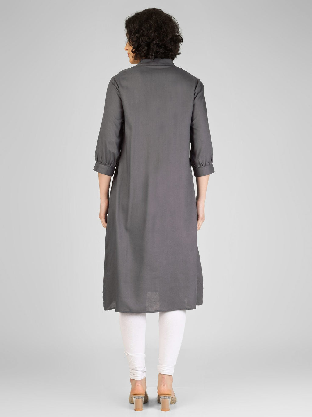 Chic Grey Viscose Slub Kurtis My Store