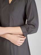 Chic Grey Viscose Slub Kurtis My Store
