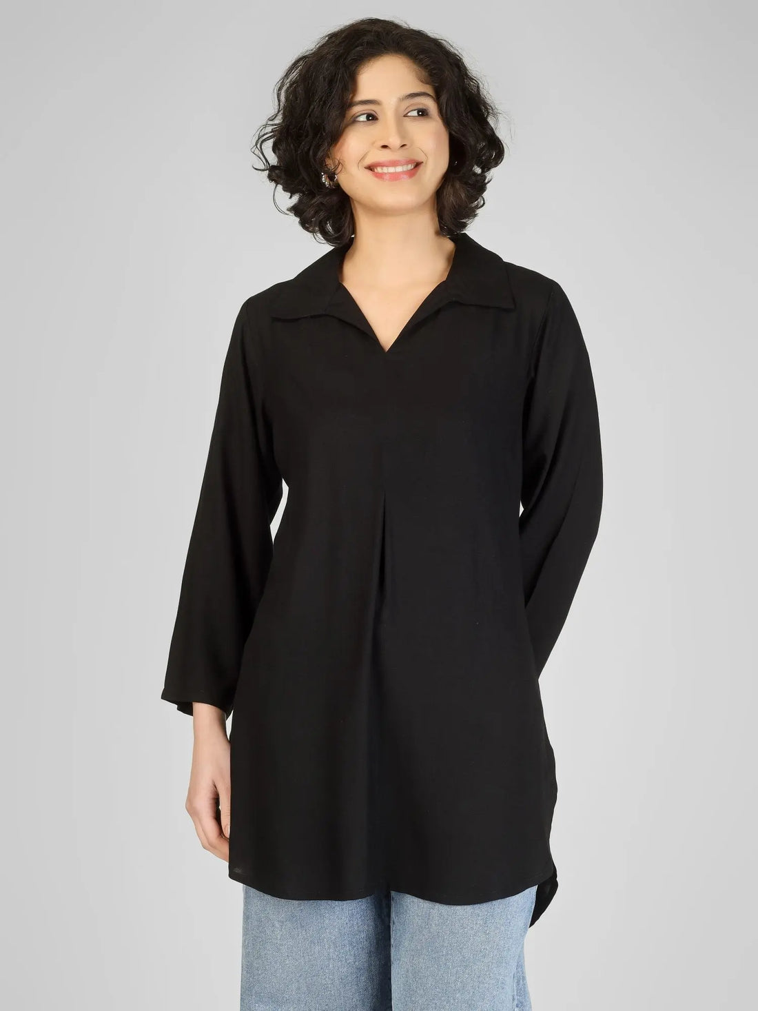 Minimalist Black Rayon Kurti My Store