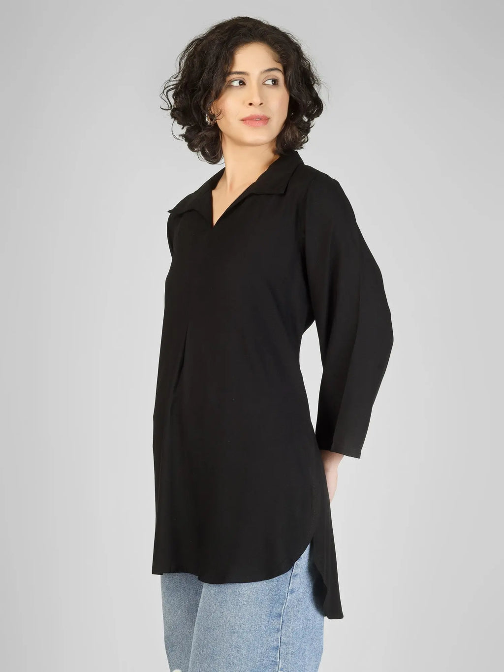 Minimalist Black Rayon Kurti My Store