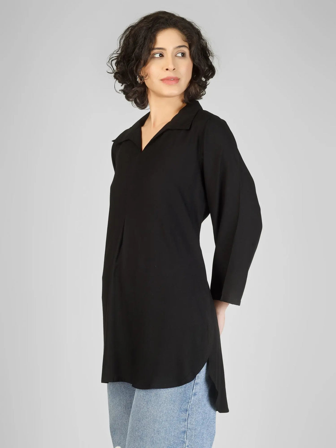 Minimalist Black Rayon Kurti My Store