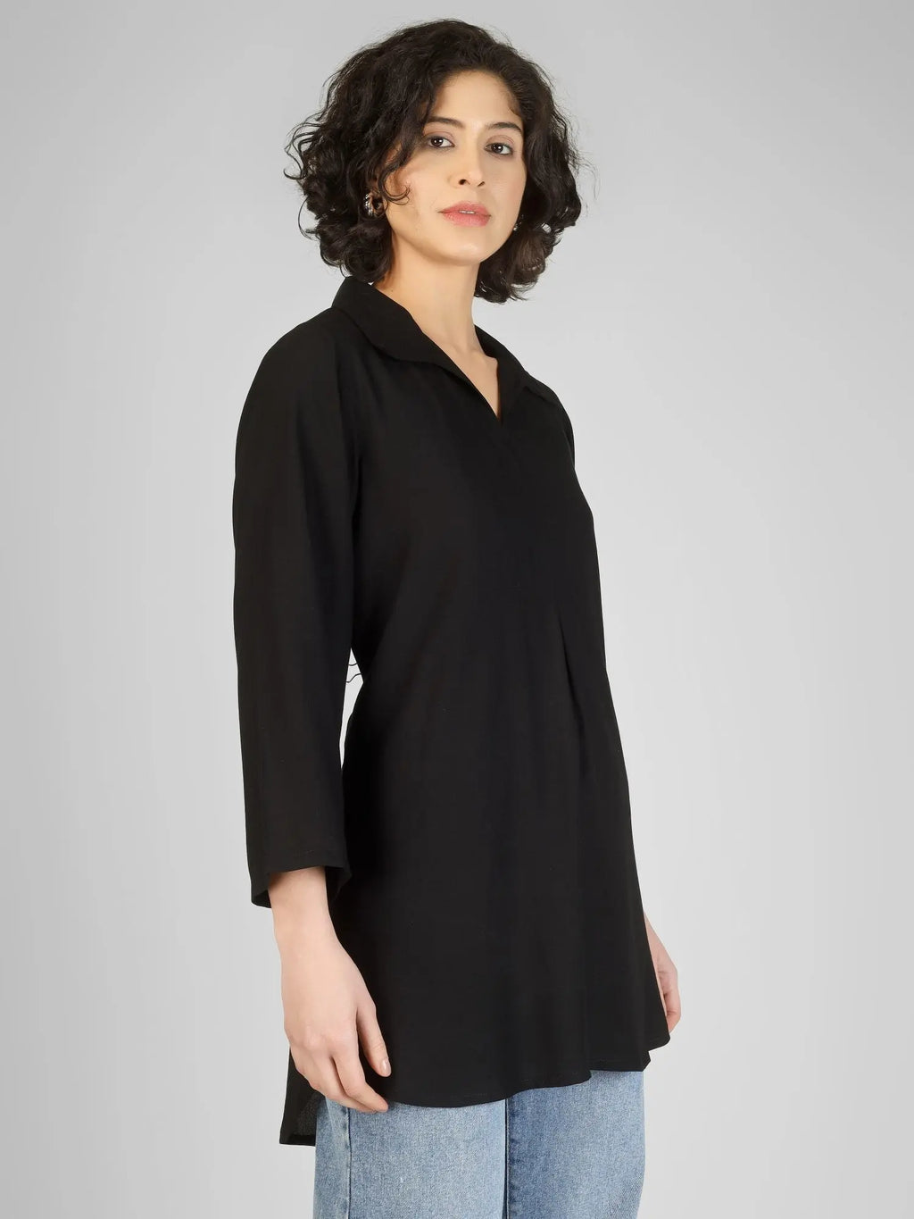 Minimalist Black Rayon Kurti My Store