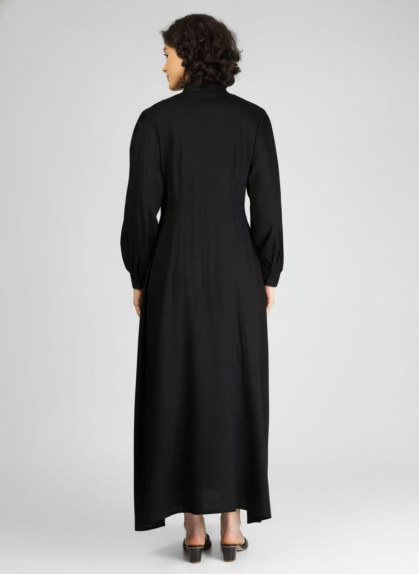 Charming Black Viscose Slub Anarkali Kurtis