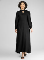 Charming Black Viscose Slub Anarkali Kurtis