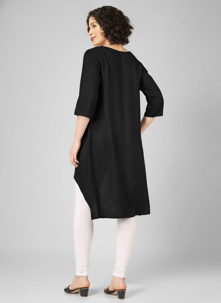 Black Viscose Wrap Kurtis