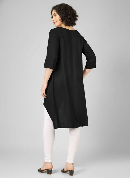 Black Viscose Wrap Kurtis