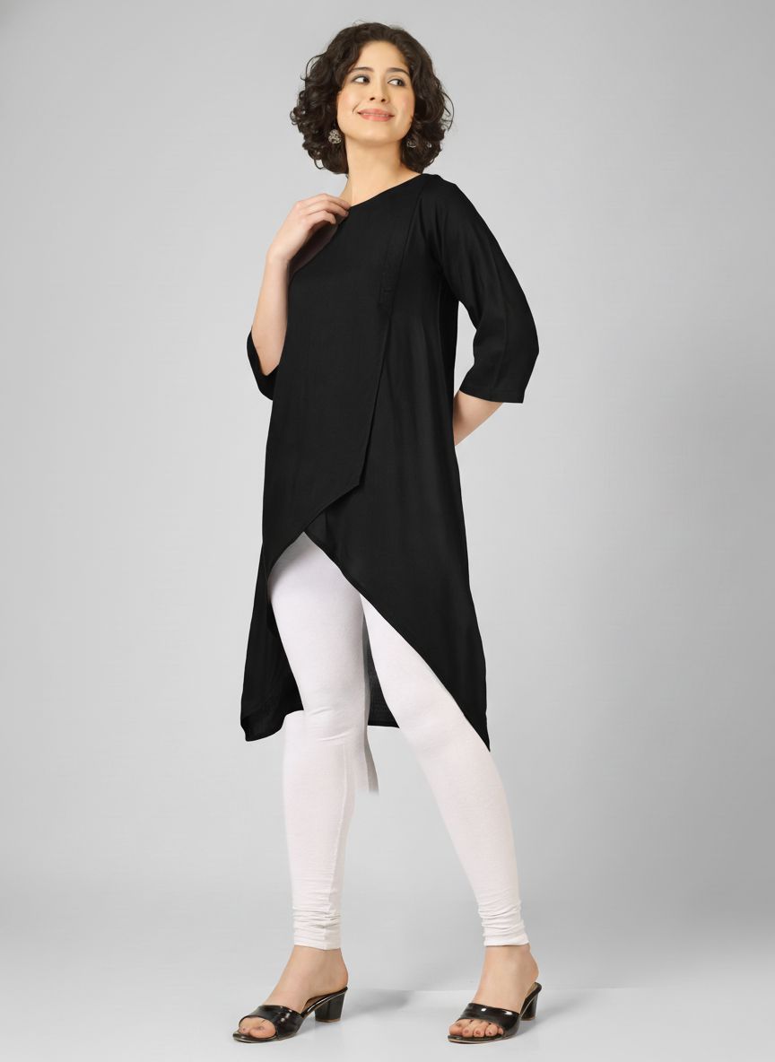 Black Viscose Wrap Kurtis