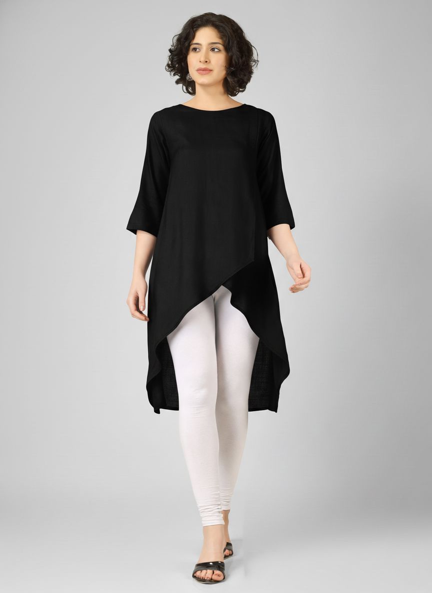 Black Viscose Wrap Kurtis