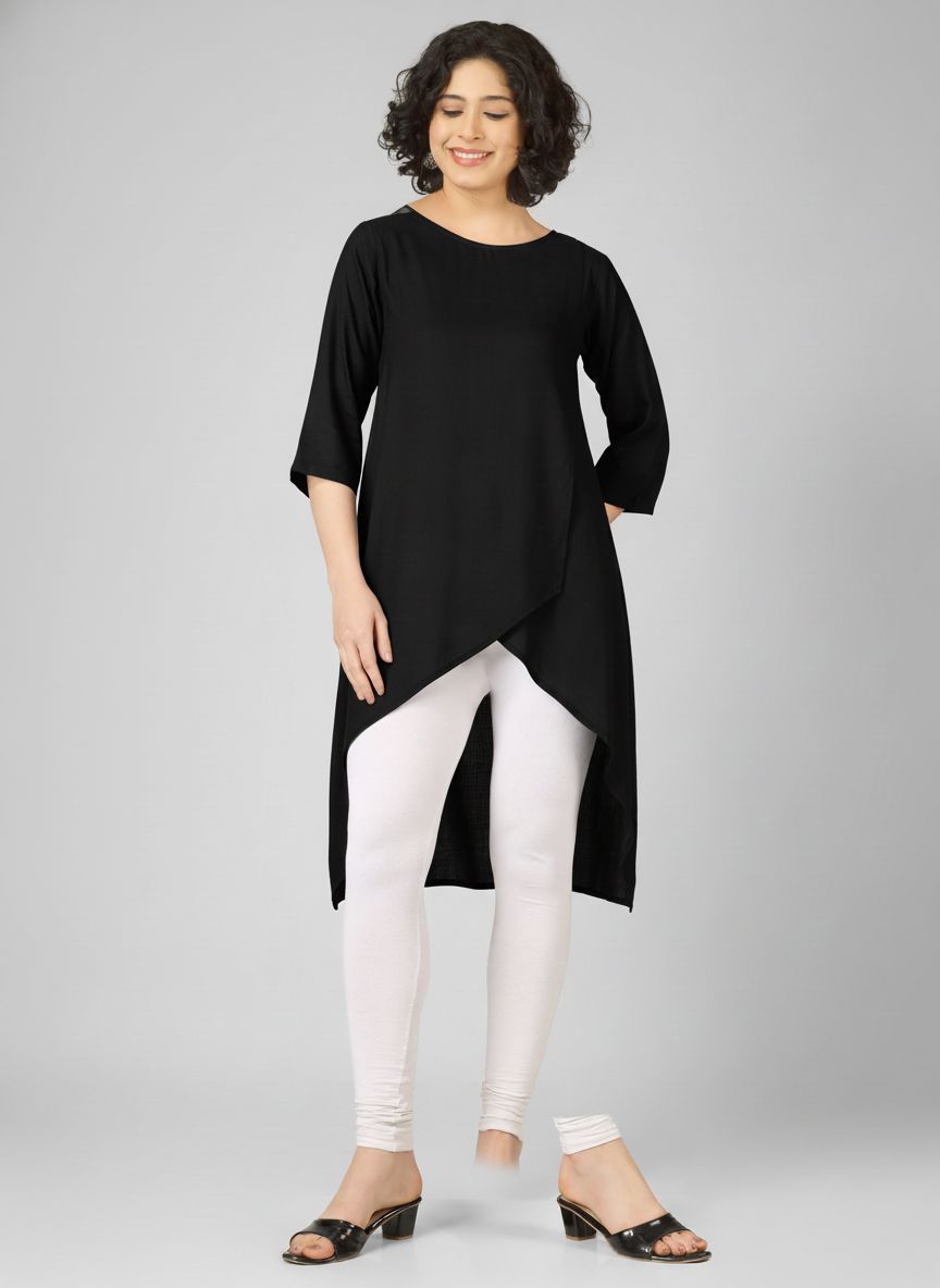 Black Viscose Wrap Kurtis