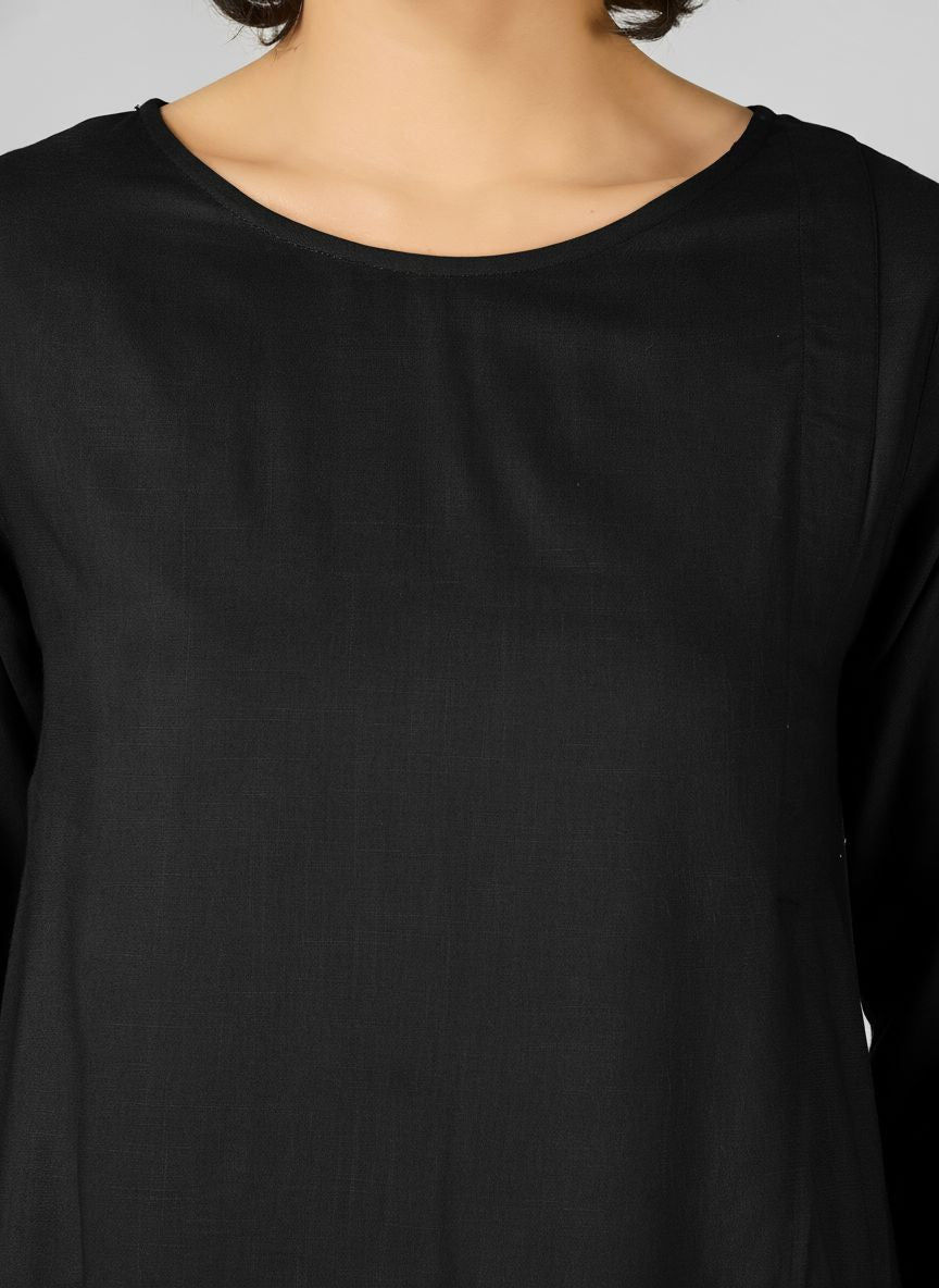 Black Viscose Wrap Kurtis