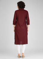 Chic Maroon Viscose Slub Kurti