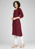 Chic Maroon Viscose Slub Kurti