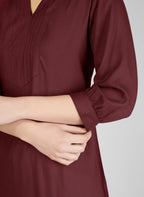 Chic Maroon Viscose Slub Kurti