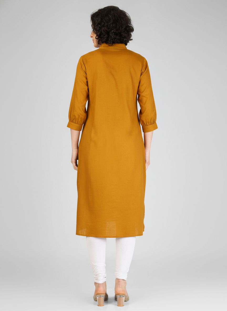 Mustard Yellow Viscose Slub Kurti