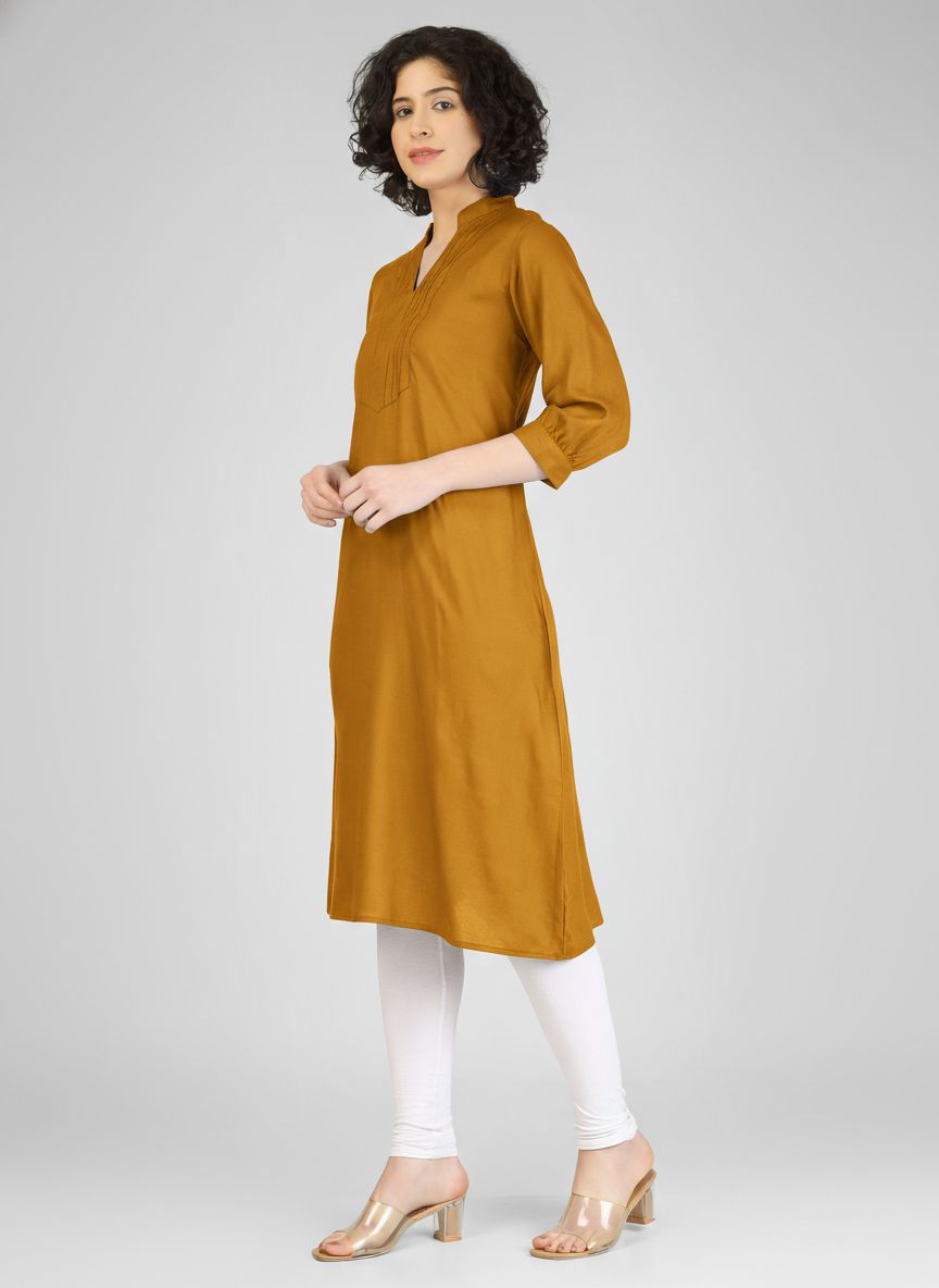 Mustard Yellow Viscose Slub Kurti