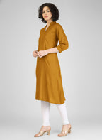 Mustard Yellow Viscose Slub Kurti