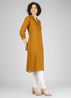 Mustard Yellow Viscose Slub Kurti