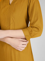 Mustard Yellow Viscose Slub Kurti