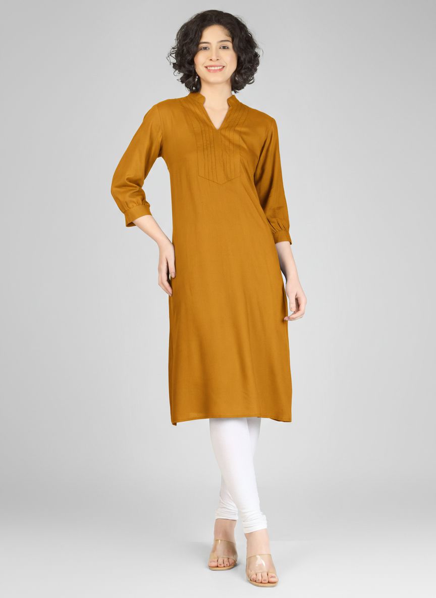 Mustard Yellow Viscose Slub Kurti