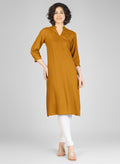 Mustard Yellow Viscose Slub Kurti
