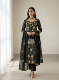 Black Georgette Embroidered Suit Set My Store