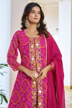 Elegant Magenta Georgette Bandhani Print Suit Set My Store