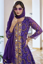 Graceful Violet Georgette Bandhani Print Suit Set My Store