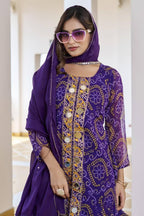 Graceful Violet Georgette Bandhani Print Suit Set My Store