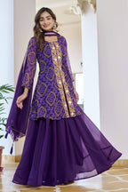 Graceful Violet Georgette Bandhani Print Suit Set My Store
