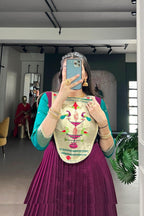 Wine Viscose Poly Silk Embroidered Gowns