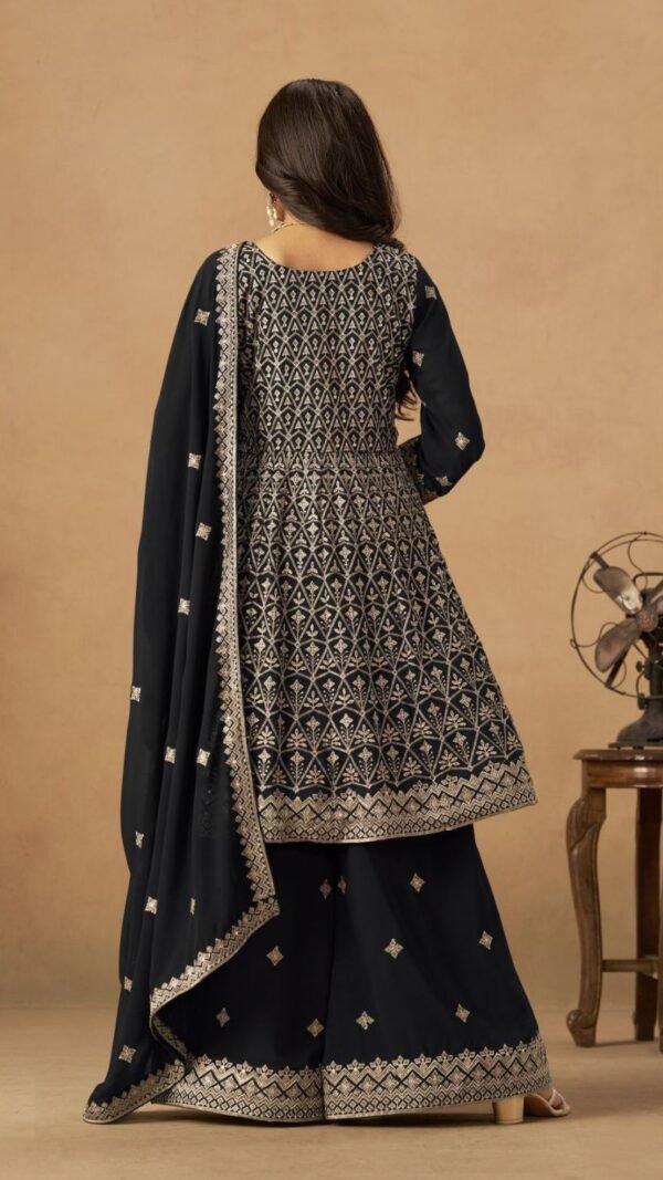 Gorgeous Black Georgette Palazzo Salwar Kameez – 60528-233-A