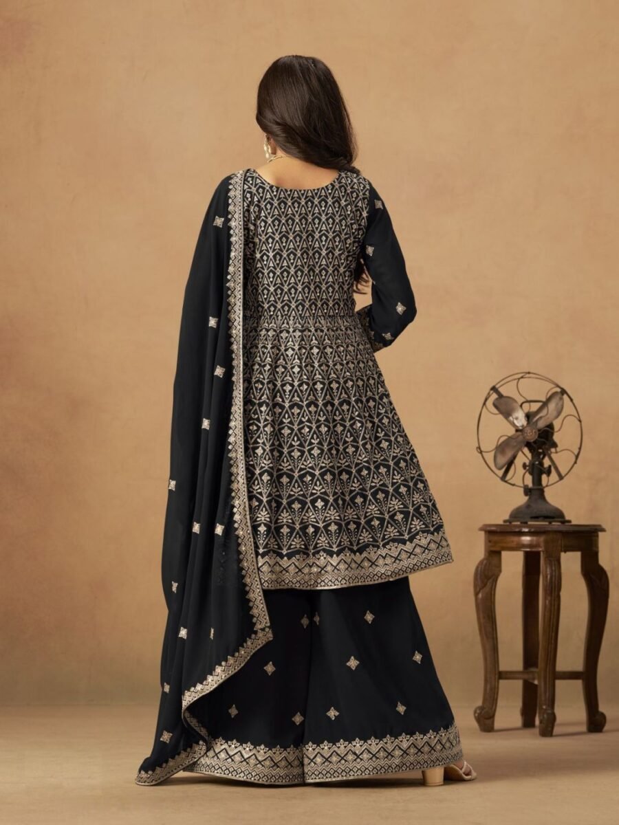 Gorgeous Black Georgette Palazzo Salwar Kameez – 60528-233-A