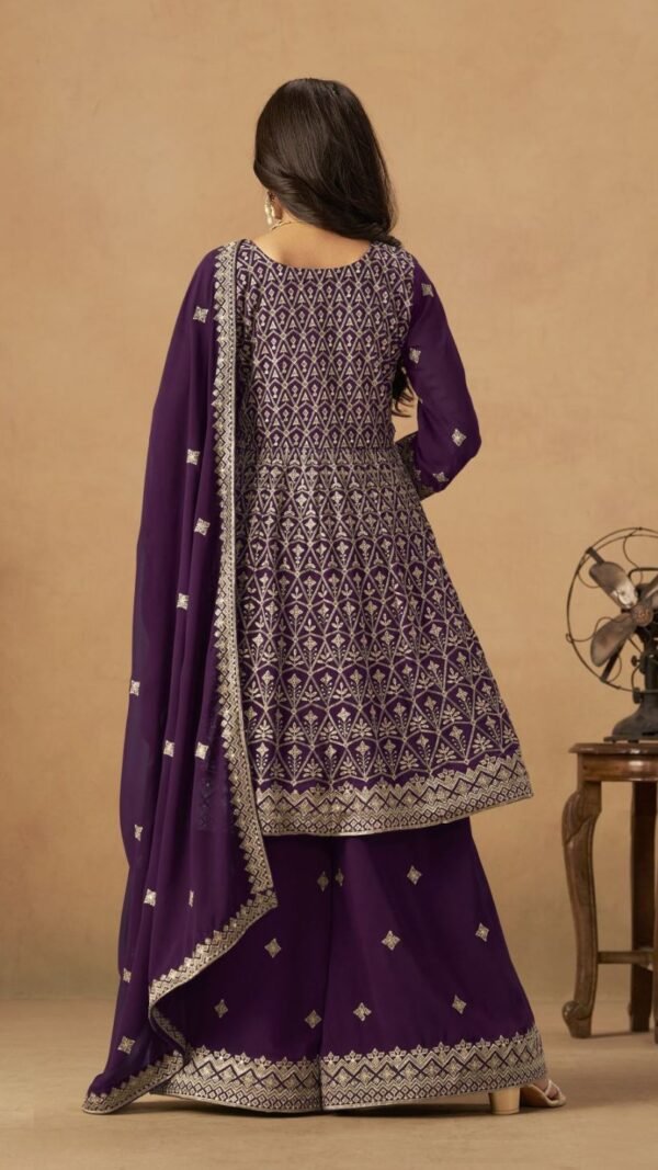 Modern Purple Georgette Palazzo Salwar Kameez – 60528-233-B