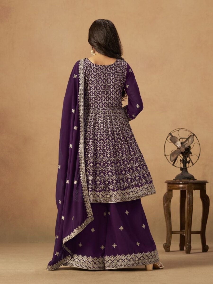 Modern Purple Georgette Palazzo Salwar Kameez – 60528-233-B