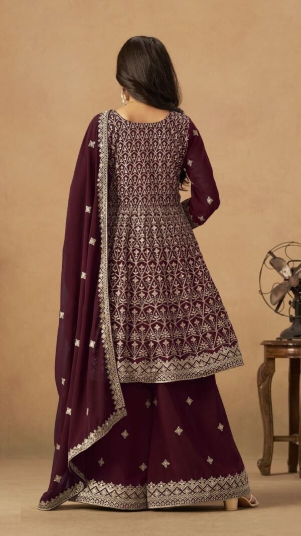 Unique Maroon Georgette Palazzo Salwar Kameez – 60528-233-D