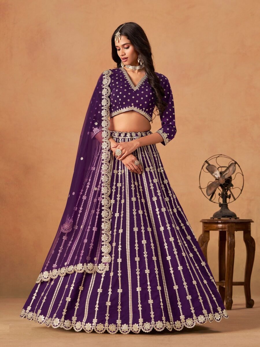 Vibrant Purple Art Silk Traditional Lehenga Choli – 60546-2052