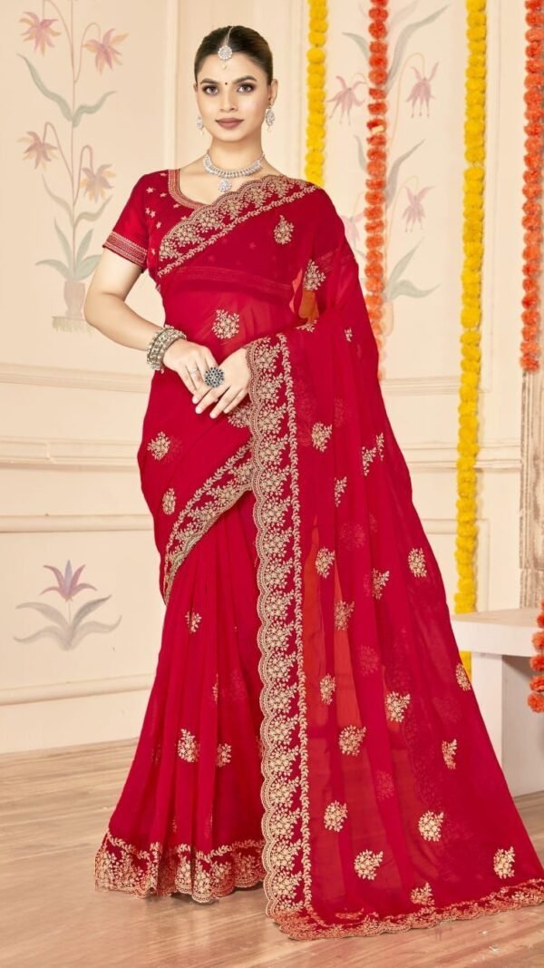 Ravishing Red Moss Silk Traditional Saree – 60652-8482